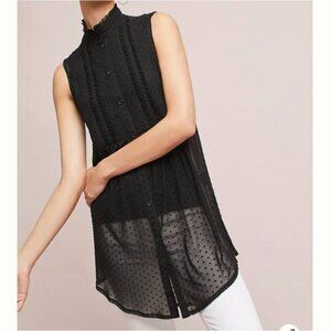 Anthropologie Vanessa Virginia Top Small Black Luella Smocked Whimsigoth Blouse